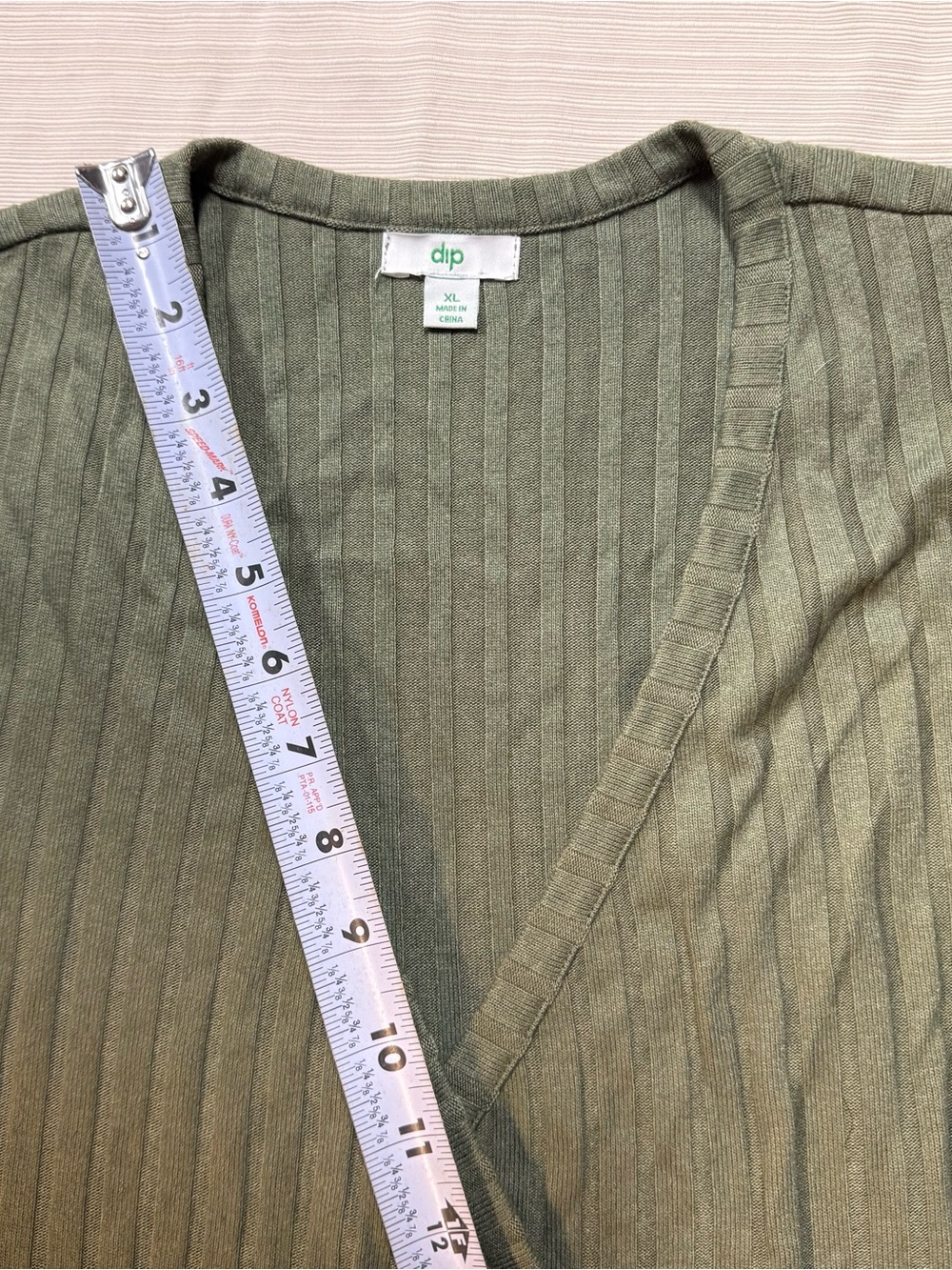 dip Olive Green Wrap Style  Ribbed Women's Top - Picture 12 of 14